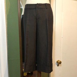 brown silk linen slacks contoured fit BR size 4